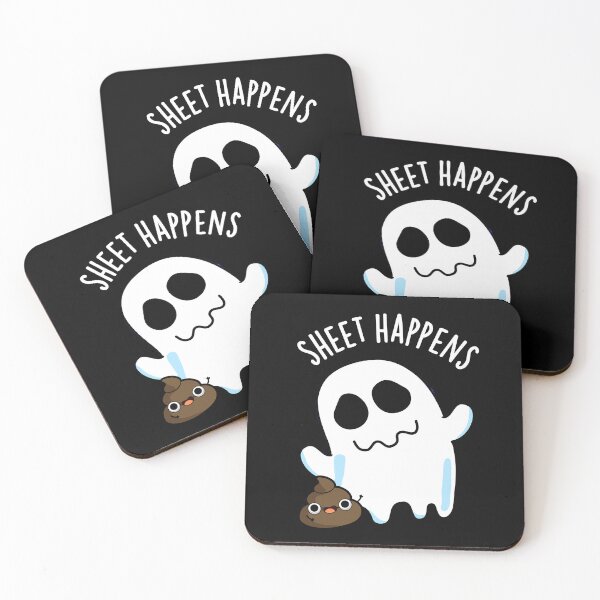 Item preview, Sheet Happens Funny Ghost Pun (Dark BG) designed and sold by punnybone.