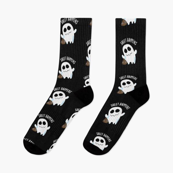 Item preview, Sheet Happens Funny Ghost Pun (Dark BG) designed and sold by punnybone.