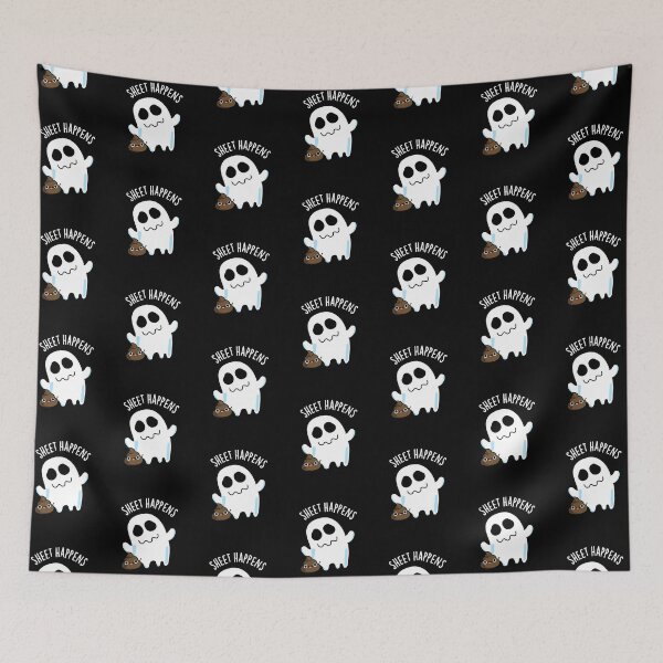 Item preview, Sheet Happens Funny Ghost Pun (Dark BG) designed and sold by punnybone.