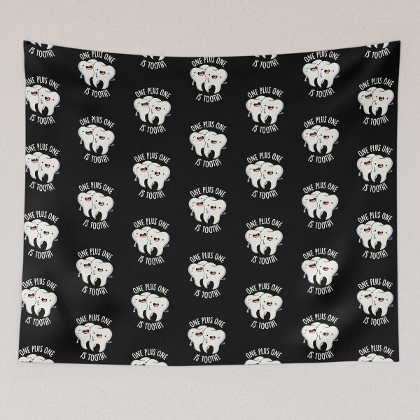 Item preview, One Plus One Is Tooth Funny Dental Pun (Dark BG) designed and sold by punnybone.
