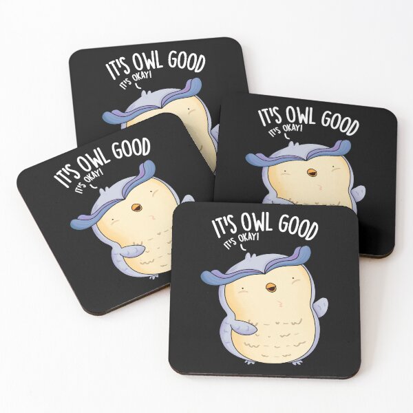 Item preview, It's Owl Good Funny Bird Pun (Dark BG) designed and sold by punnybone.