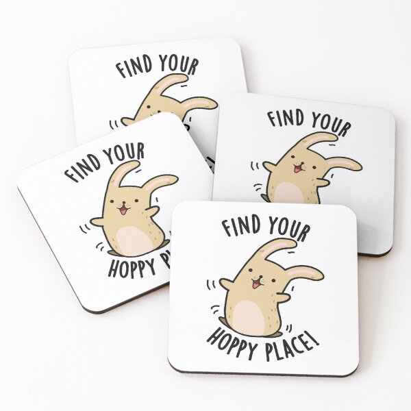 Item preview, Find Your Hoppy Place Funny Rabbit Pun  designed and sold by punnybone.