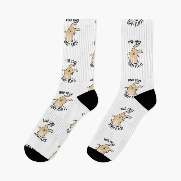 Item preview, Find Your Hoppy Place Funny Rabbit Pun  designed and sold by punnybone.