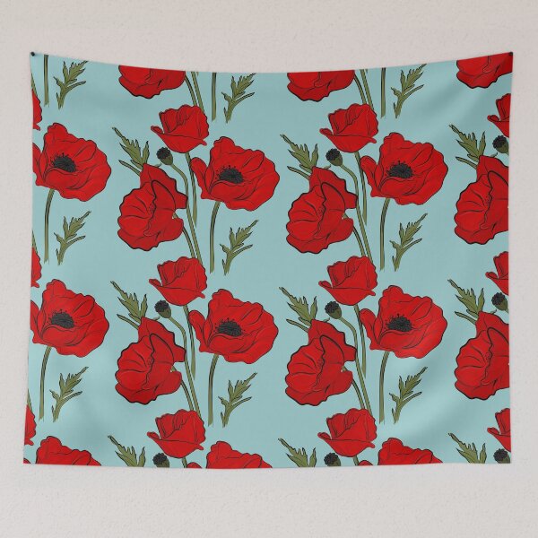 Item preview, Red poppies pattern designed and sold by Milatoo.