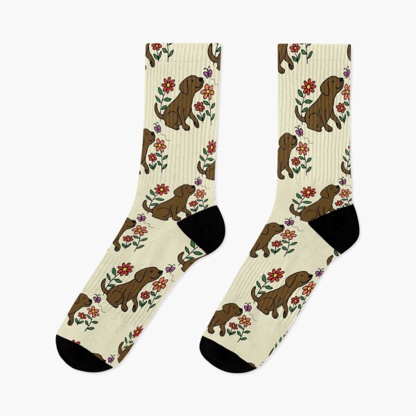 Item preview, Chocolate Labrador Butterfly and Daisies Cartoon designed and sold by HappyLabradors.