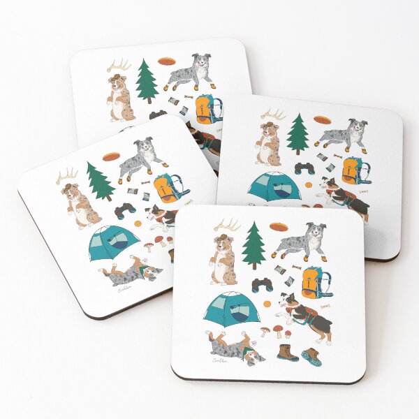 Item preview, Australian Shepherds Camping Design - white designed and sold by EcoElsa.