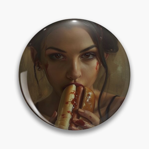 Item preview, A wonman eating a hot dog with a sexy expression. designed and sold by HANGLEMAN.