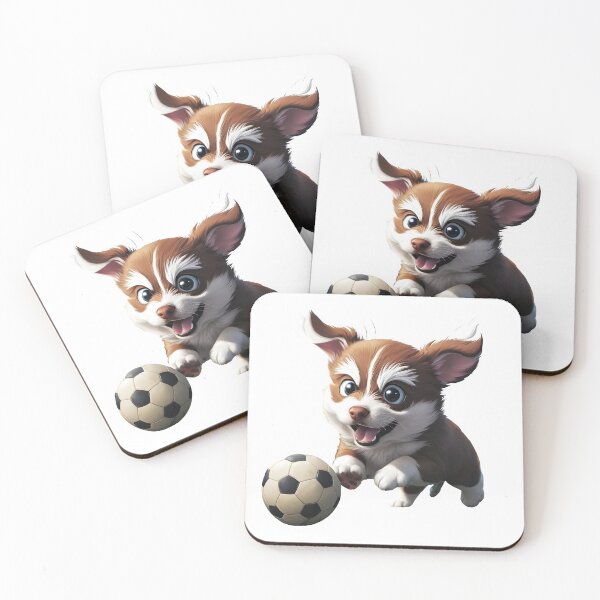 Item preview, a cute dog playing soccer designed and sold by graphicnew.