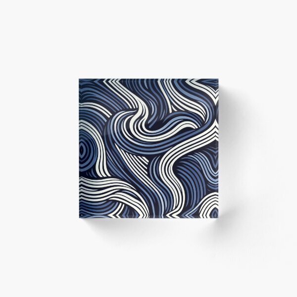Aperçu de l'œuvre Ondulations hypnotiques en bleu et noir créée et vendue par NMProductos.