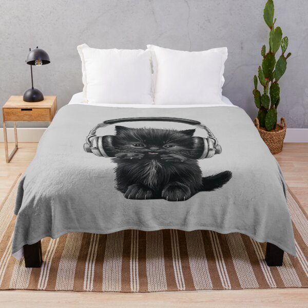Item preview, Black Kitten With Headphones designed and sold by Patricks-Art.
