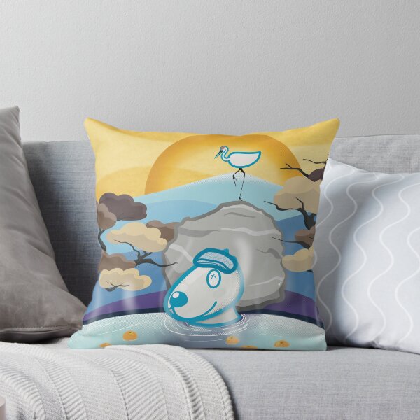 Item preview, Dog in outdoor hot spring and a Crane standing on the rock with mountain background  designed and sold by tennstudio.