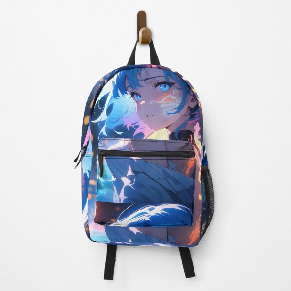 Item preview, Anime Girl with Blue Hair and Glowing Tattoos designed and sold by ByteyCreatives.