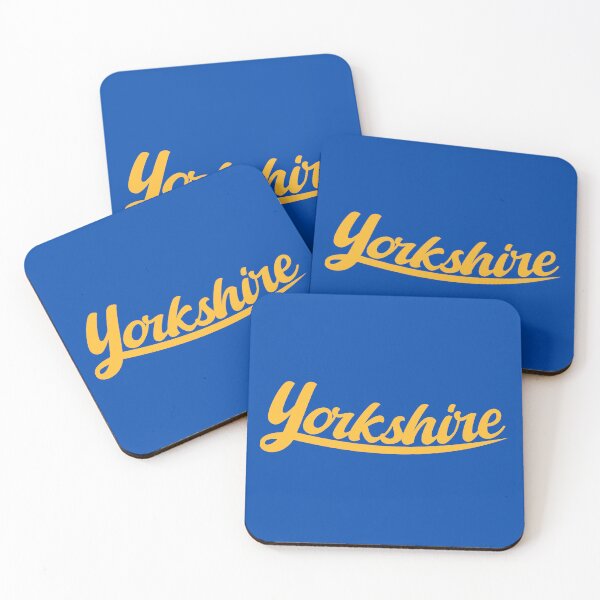 Item preview, Yorkshire Pride Mango Cursive Design on Cobalt Blue Background designed and sold by SorryFrog.