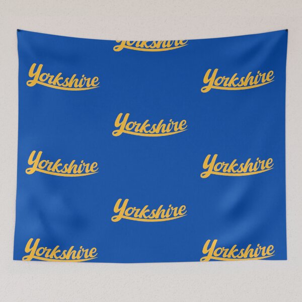 Item preview, Yorkshire Pride Mango Cursive Design on Cobalt Blue Background designed and sold by SorryFrog.
