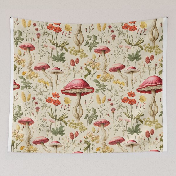 Item preview, Detailed Botanic Mushroom Floral Forest Patterns designed and sold by Mandie Kuo.