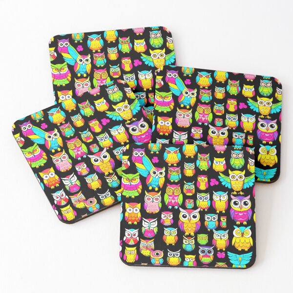 Item preview, Whimsical Bright Owls Allover Pattern designed and sold by DreamCraze.