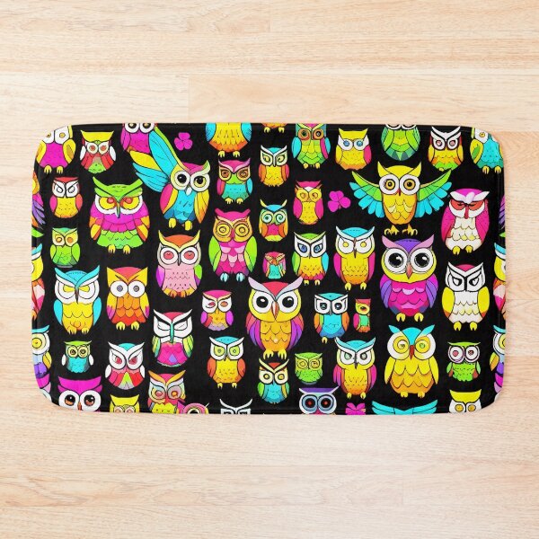 Item preview, Whimsical Bright Owls Allover Pattern designed and sold by DreamCraze.