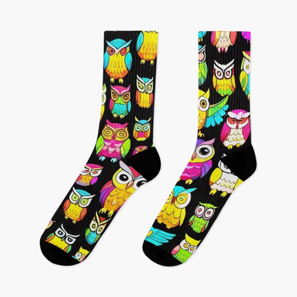 Item preview, Whimsical Bright Owls Allover Pattern designed and sold by DreamCraze.