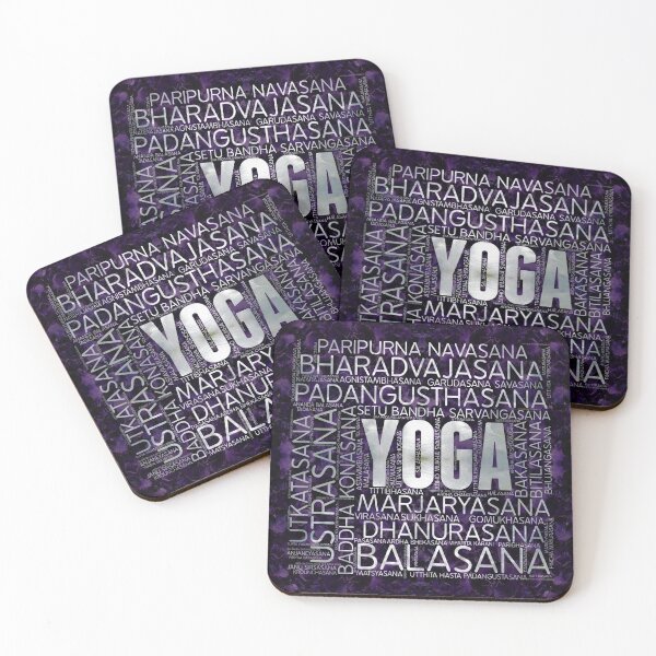 Item preview, Yoga Asanas / Poses Sanskrit Word Art  Pearl on amethyst designed and sold by Nartissima.