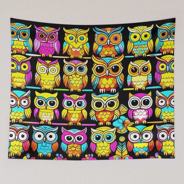 Item preview, Vibrant and Playful Owls Pattern Design designed and sold by DreamCraze.