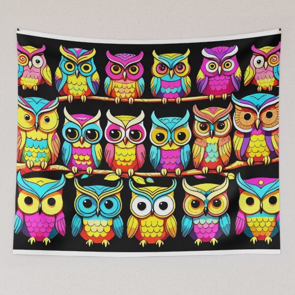 Item preview, Cheerful Colorful Owls Decorative Pattern designed and sold by DreamCraze.
