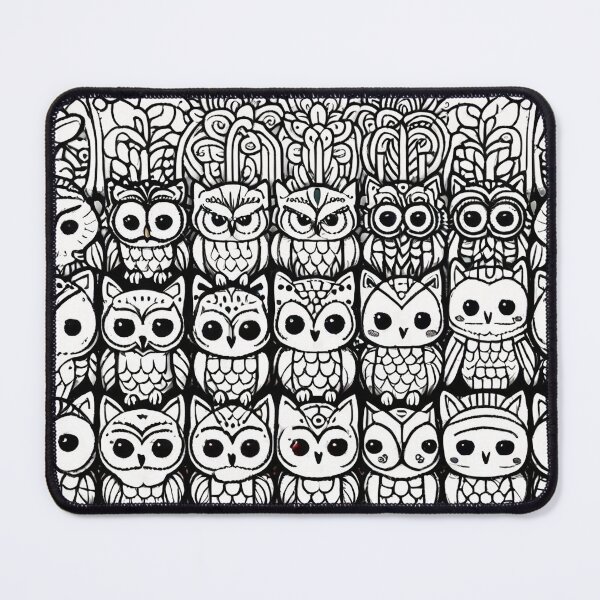 Item preview, Whimsical Black and White Owl Line Drawing Pattern designed and sold by DreamCraze.