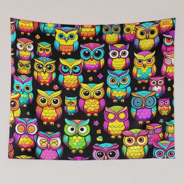 Item preview, Enchanting Rainbow Owls Pattern Design designed and sold by DreamCraze.