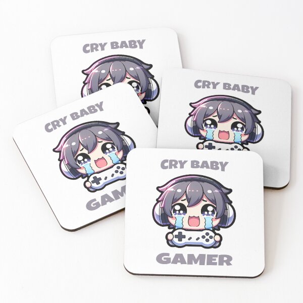 Item preview, Cry baby girl gamer cute chibi kawaii typography Morcaworks designed and sold by Morcawork.