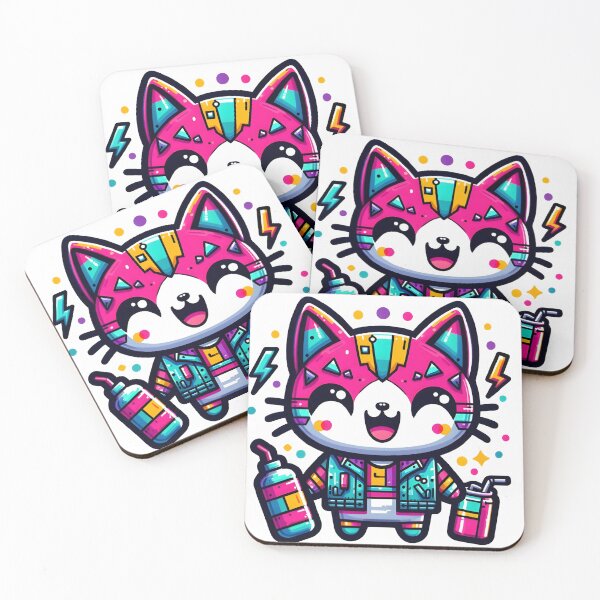 Item preview, Kawaii Cute Neon Tech Street Cat designed and sold by ArtKae.