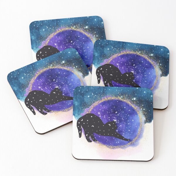 Item preview, Witchy Galactic Mystical Black Cat Kitty designed and sold by WildWoodlandWitch.