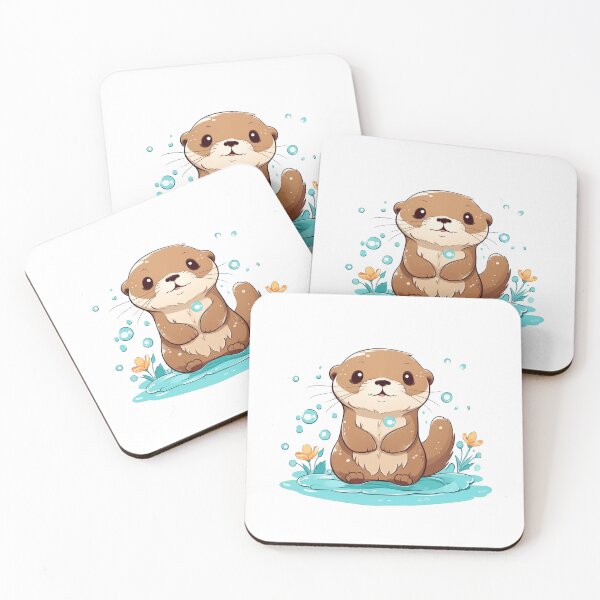 Item preview, happy baby Otter in water designed and sold by PandaKunst.