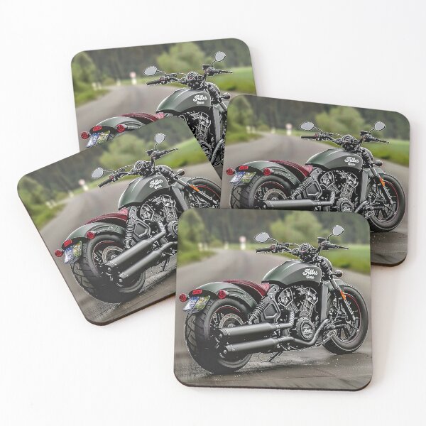 Item preview, Motorcycle on the street, chopper, stylish chrome-plated with Alles Gute print on the tank designed and sold by ARTelierDigital.