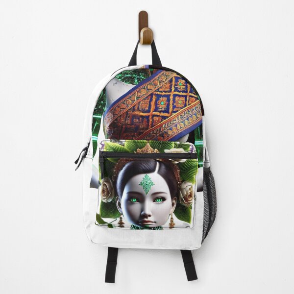Item preview, Futuristic Thai Cyber Princess with Floral Headdress designed and sold by WhiteDoveArt.