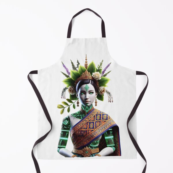 Item preview, Futuristic Thai Cyber Princess with Floral Headdress designed and sold by WhiteDoveArt.