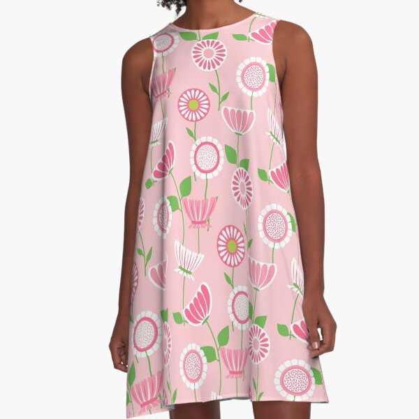 Item preview, Mid Century Modern Flower Pattern Design - Pink & Green designed and sold by Elsy's Art.