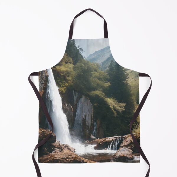 Item preview, waterfall, landscape, mountains, drawing, art designed and sold by DonnaBlankaArt.