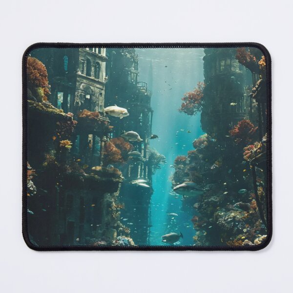 Item preview, underwater city, ruins, landscape, underwater designed and sold by DonnaBlankaArt.