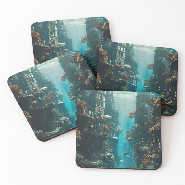 Item preview, underwater city, ruins, landscape, underwater designed and sold by DonnaBlankaArt.