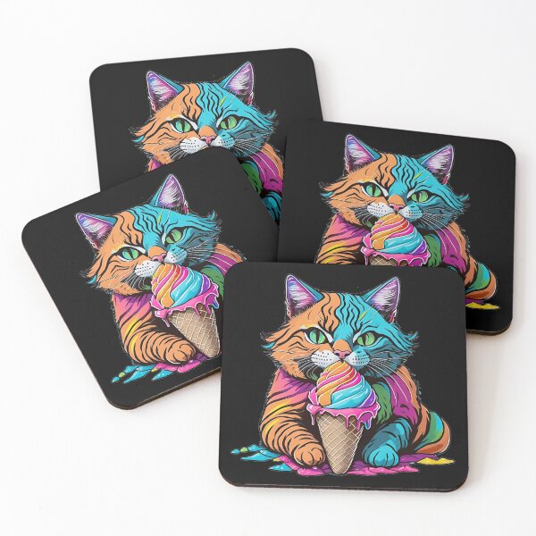 Item preview, Cat Eating Ice Cream designed and sold by OhAhStickers.
