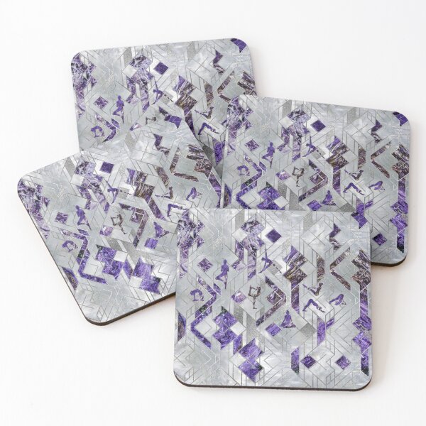 Item preview, Yoga Asanas in Amethyst on geometric pattern designed and sold by Nartissima.