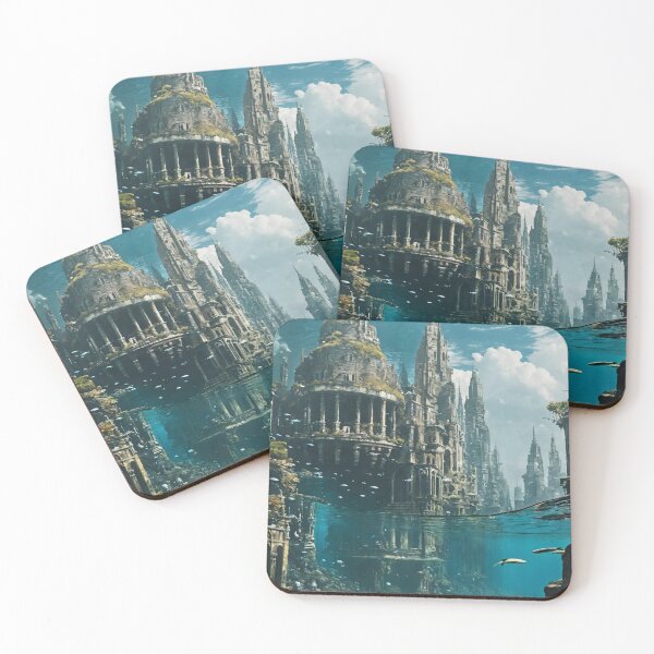 Item preview, underwater city, ruins, landscape, underwater designed and sold by DonnaBlankaArt.
