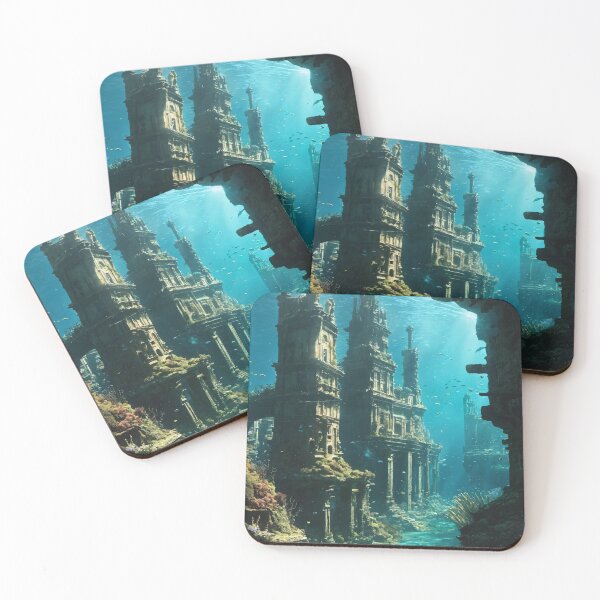 Item preview, underwater city, ruins, landscape, underwater designed and sold by DonnaBlankaArt.
