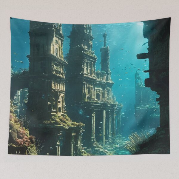 Item preview, underwater city, ruins, landscape, underwater designed and sold by DonnaBlankaArt.