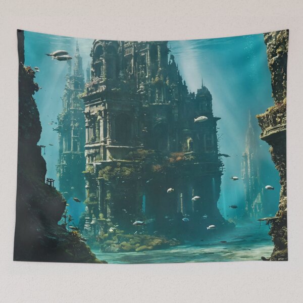 Item preview, underwater city, ruins, landscape, underwater designed and sold by DonnaBlankaArt.
