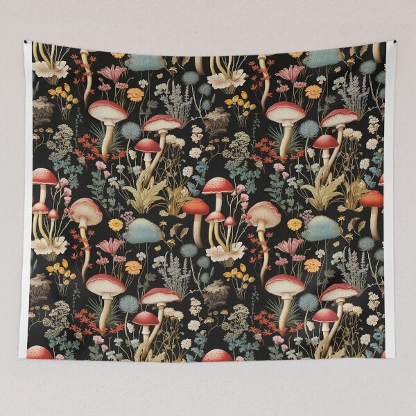 Item preview, Detailed Botanic Mushroom Floral Forest Patterns designed and sold by Mandie Kuo.