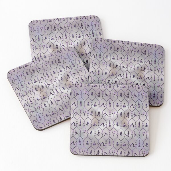 Item preview, Amethyst Yoga Asanas pattern on mother of pearl designed and sold by Nartissima.