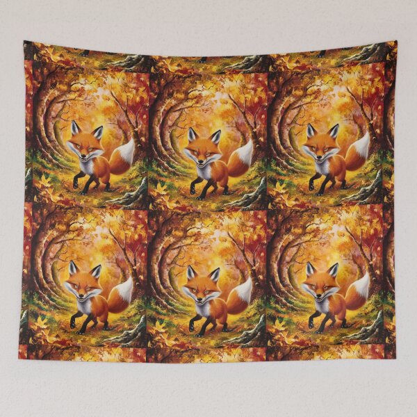 Item preview, Fox Portrait. Fall season, fall fox, vintage fox, fox painting, Paul Gauguin style designed and sold by FoxVibes.