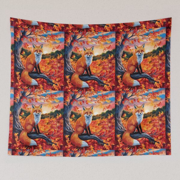 Item preview, Fox Portrait. Fall season, fall fox, vintage fox, fox painting, Paul Gauguin style designed and sold by FoxVibes.