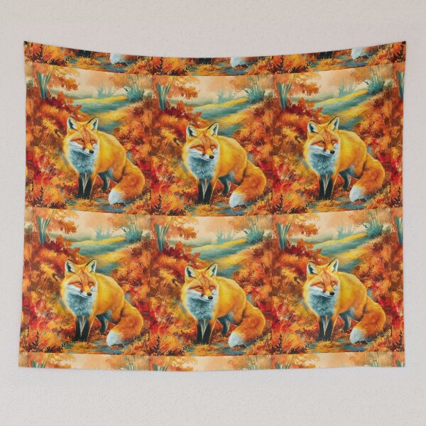 Item preview, Fox Portrait. Fall season, fall fox, vintage fox, fox painting, Paul Gauguin style designed and sold by FoxVibes.