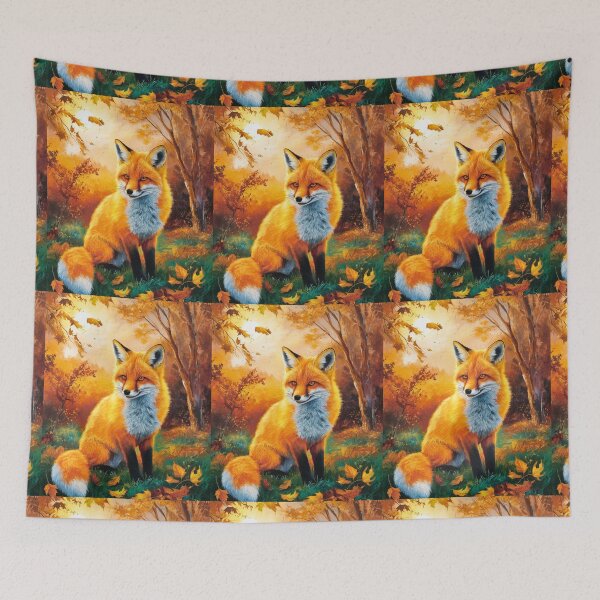 Item preview, Fox Portrait. Fall season, fall fox, vintage fox, fox painting, Paul Gauguin style designed and sold by FoxVibes.
